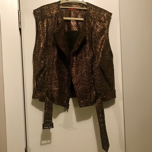 ALICE & OLIVIA Metallic Moto Vest - Picture 8 of 12